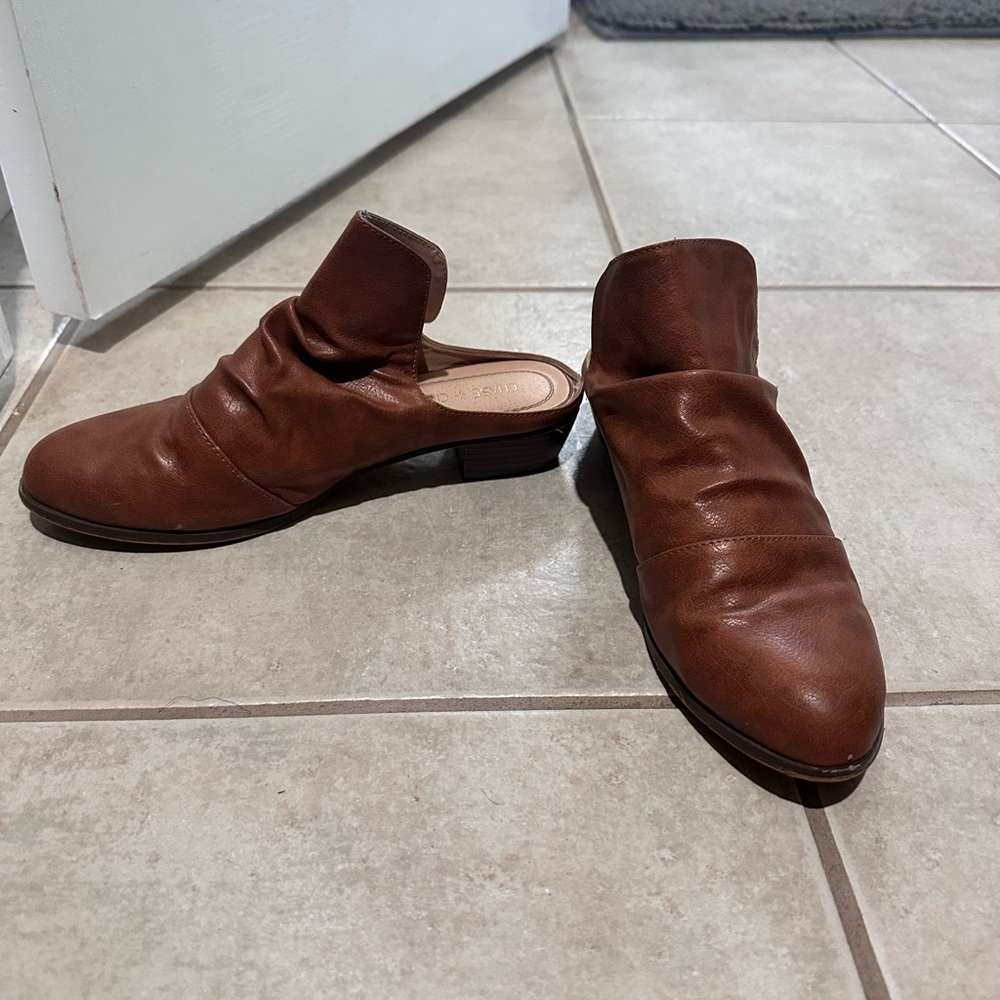 Brown Leather Slip-On Shoes